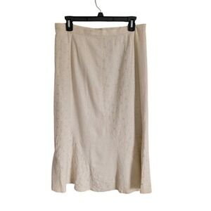 Vintage 90s Earthy Whimsy Practical Magic Eyelet Linen Blend Midi Aline Skirt